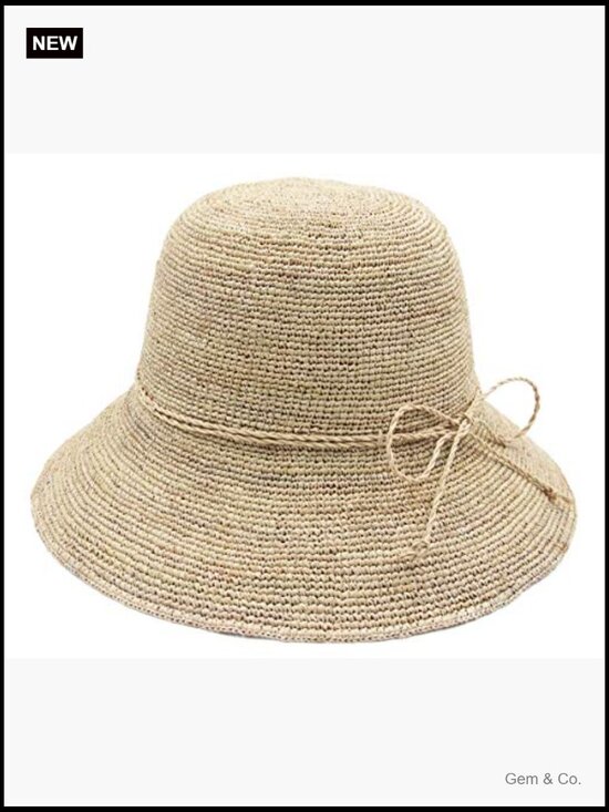 Women\'s Raffia Bucket Hat Wide Brim Sun Protection Adjustable Strap